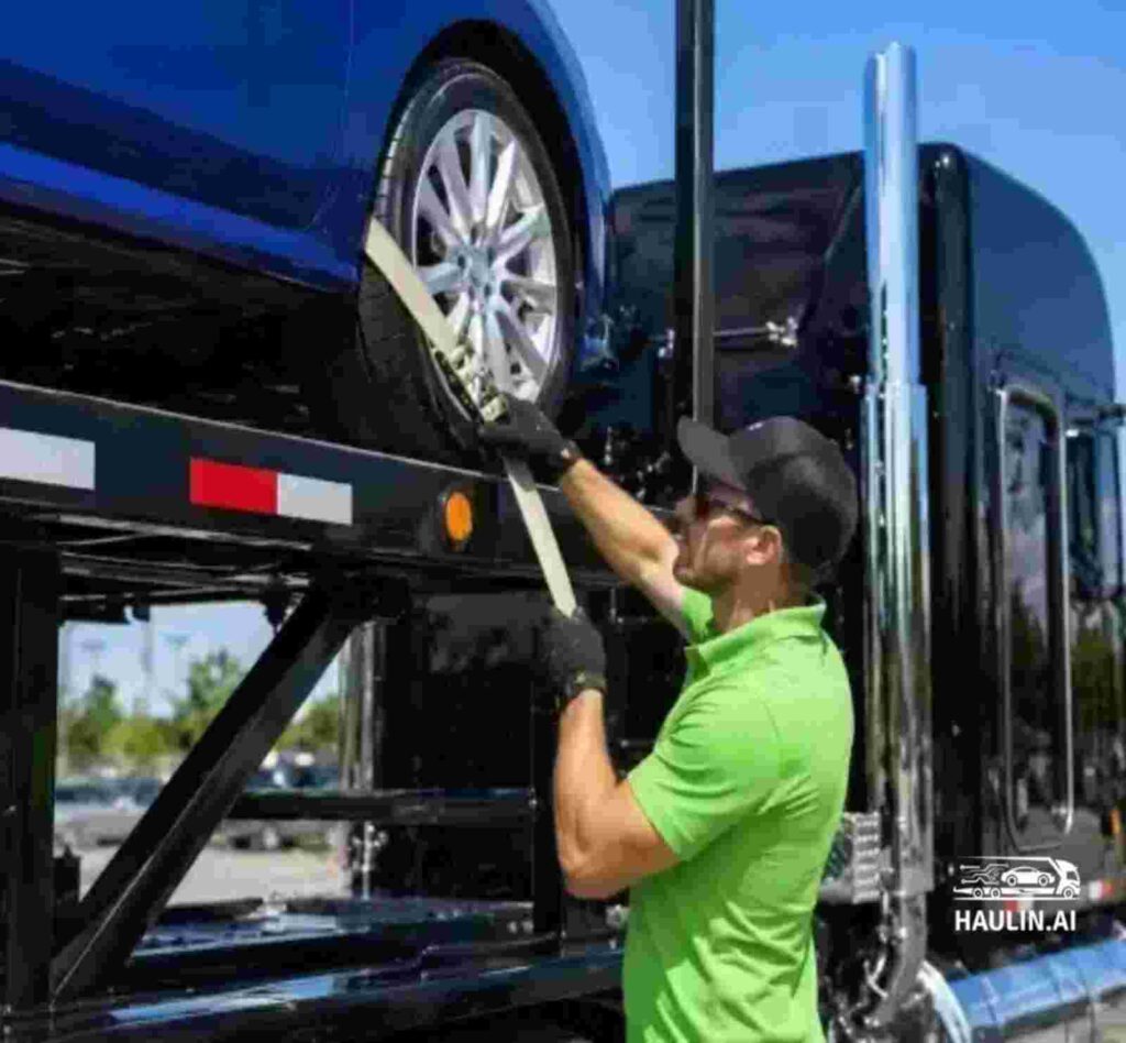 a worker assisting car shipping